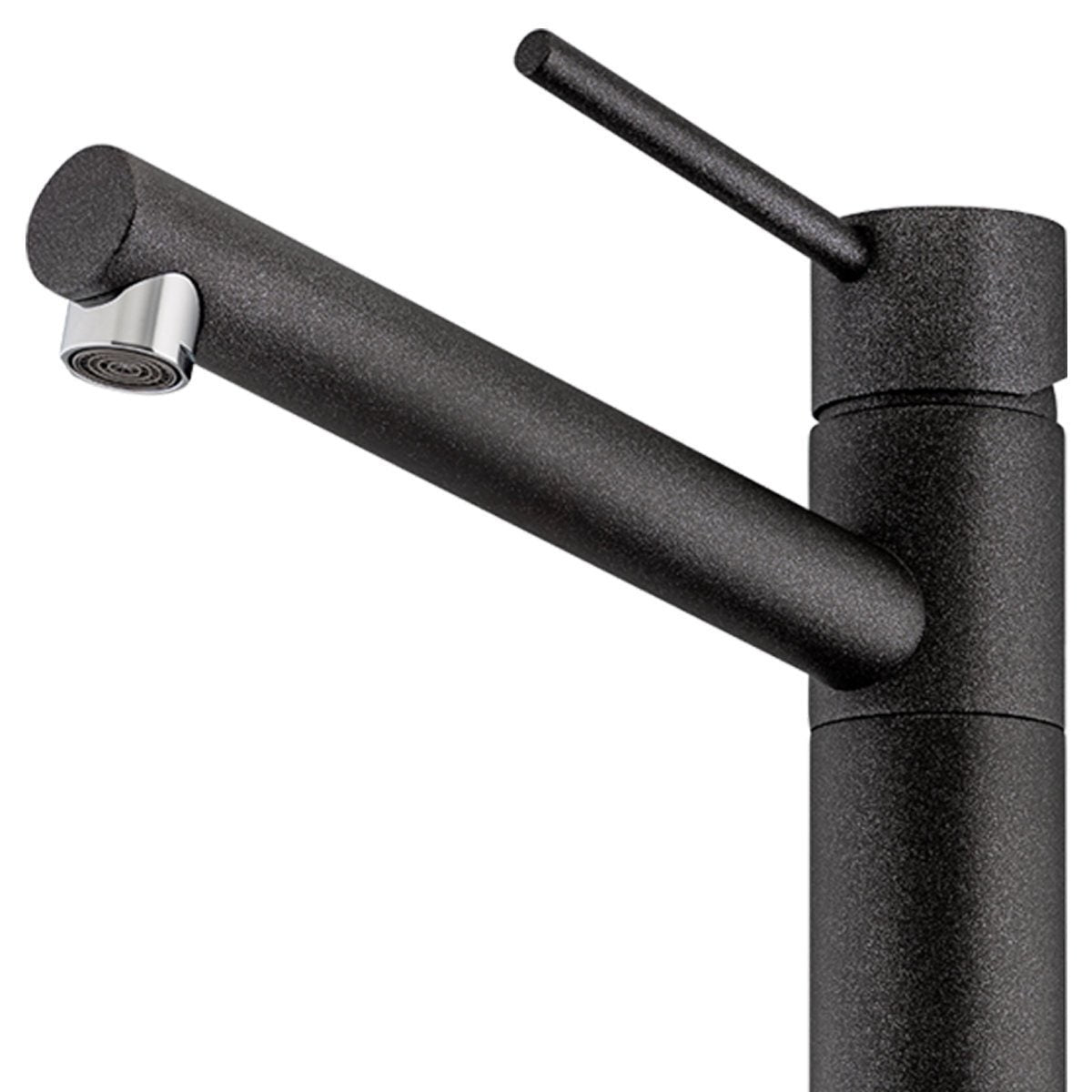 Oliveri Pepe swivel kitchen mixer tap - Granite Black finish, square neck, WELS 4 Star - PT2010C-ST-BL