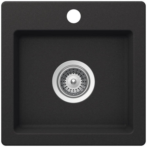 Abey Virtus Single Bowl Bar Sink - Cristalite Plus - Black Onyx - Top Mount - 25 Year Warranty - VN-100XSB