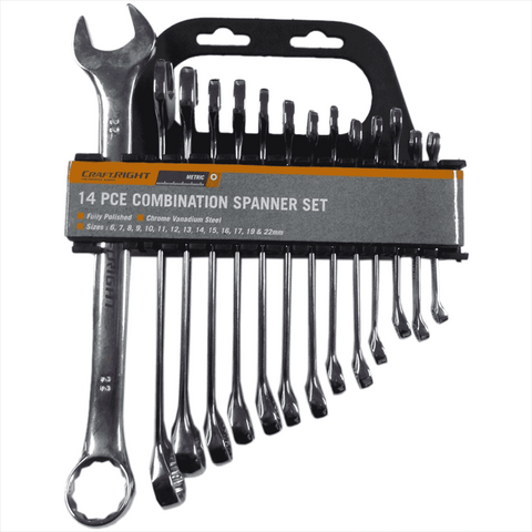Craftright 14 Piece Combination Spanner Set Chrome Steel