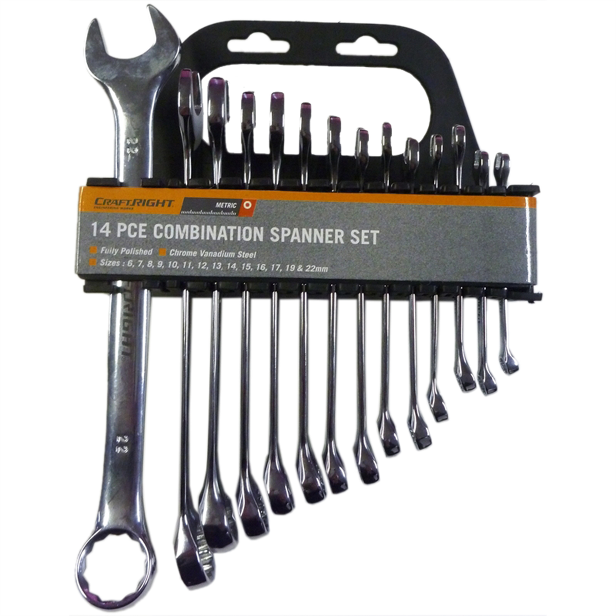 Craftright 14 Piece Combination Spanner Set Chrome Steel