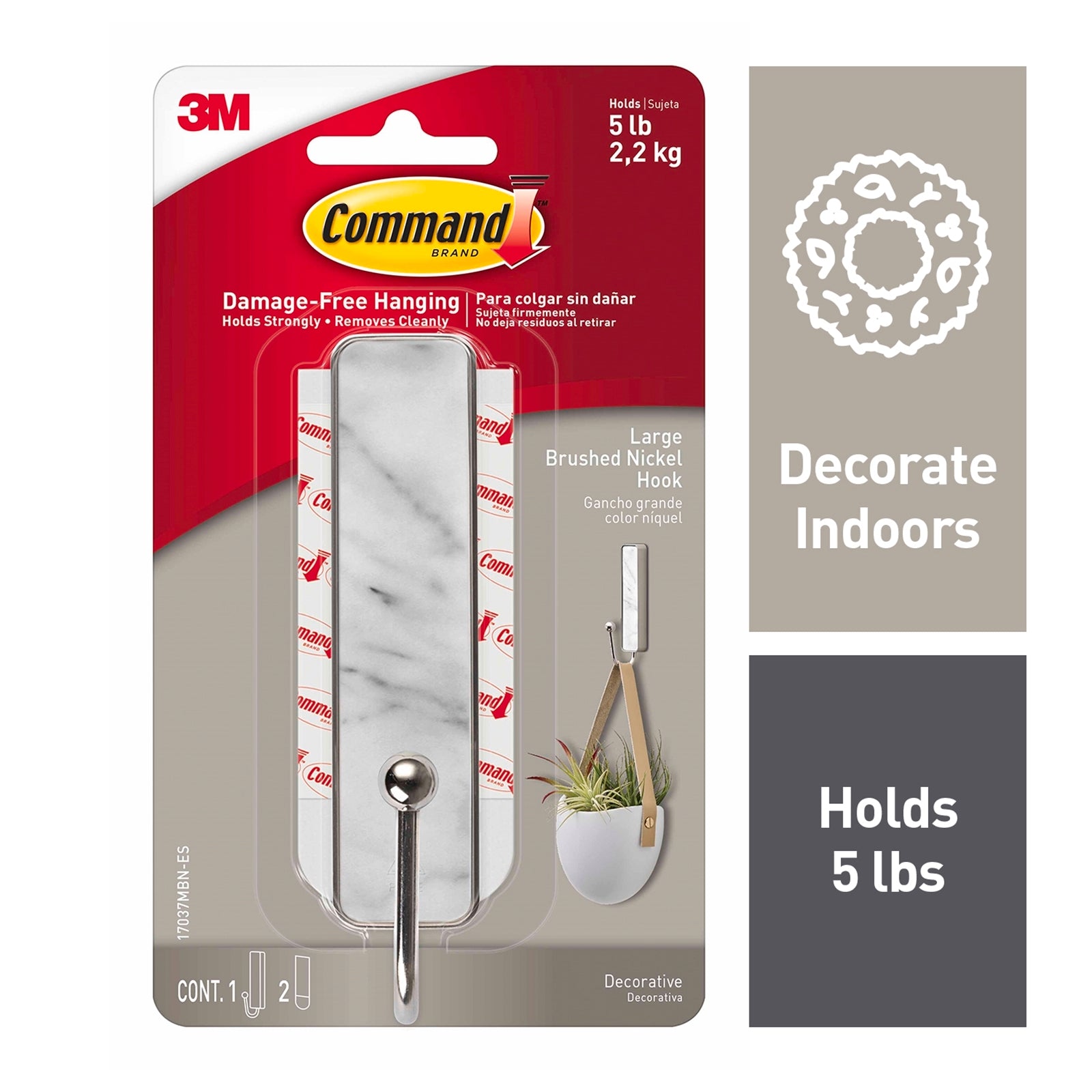 Command Large Marble Finish Adhesive Hook