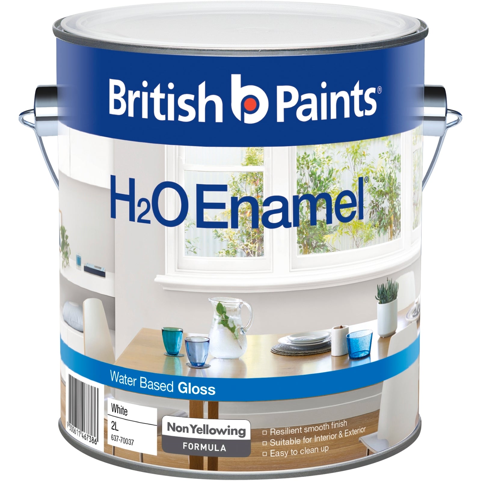 British Paints 2L White Gloss H2O Enamel Paint