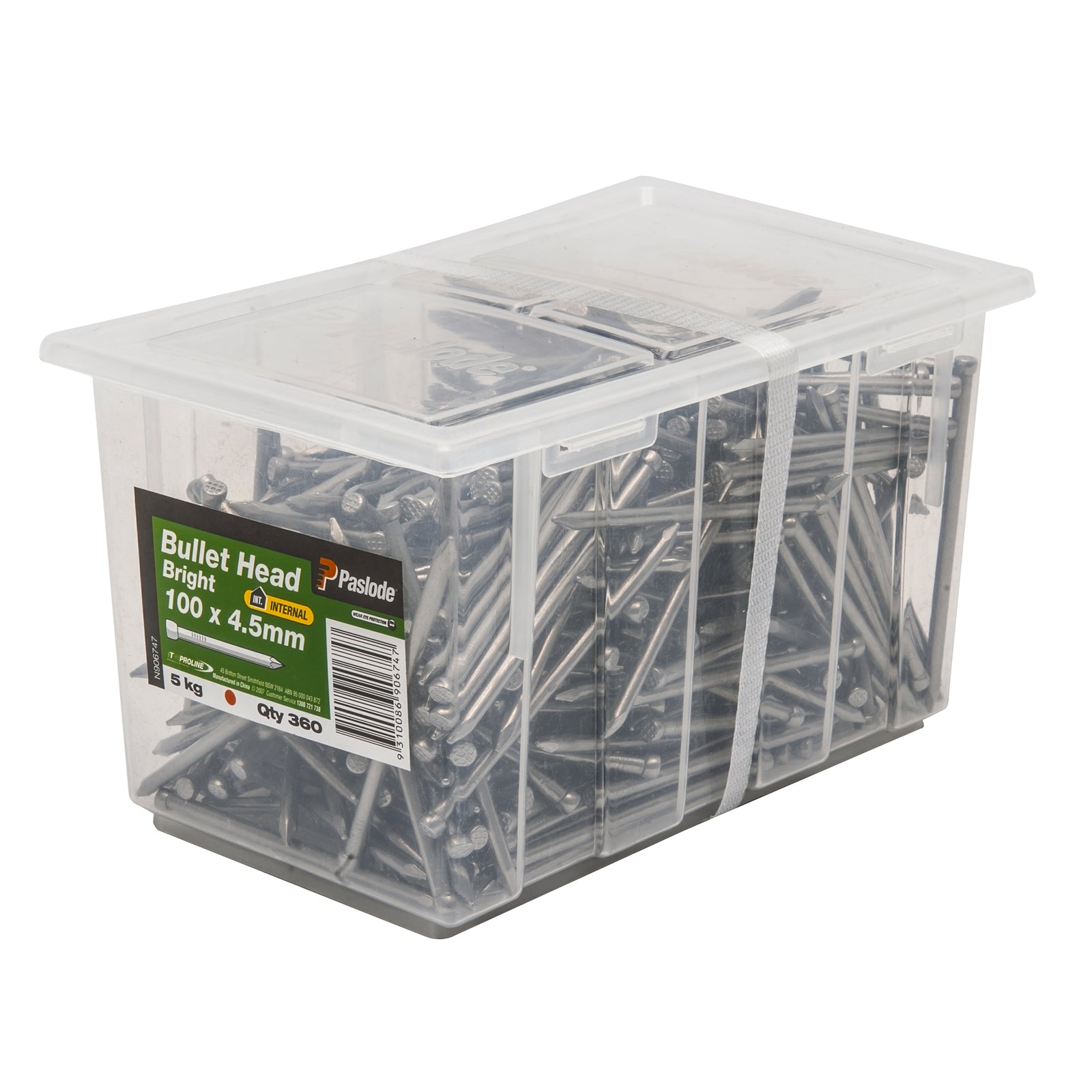 Paslode 100 x 4.5mm Bright Steel Bullet Head Nails - 5kg 360 Pack
