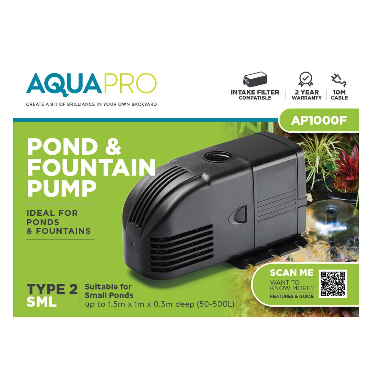 Aquapro AP1000F Pond Pump - 1000L - Submersible - Silent Operation - SuperSaverAU - view 2