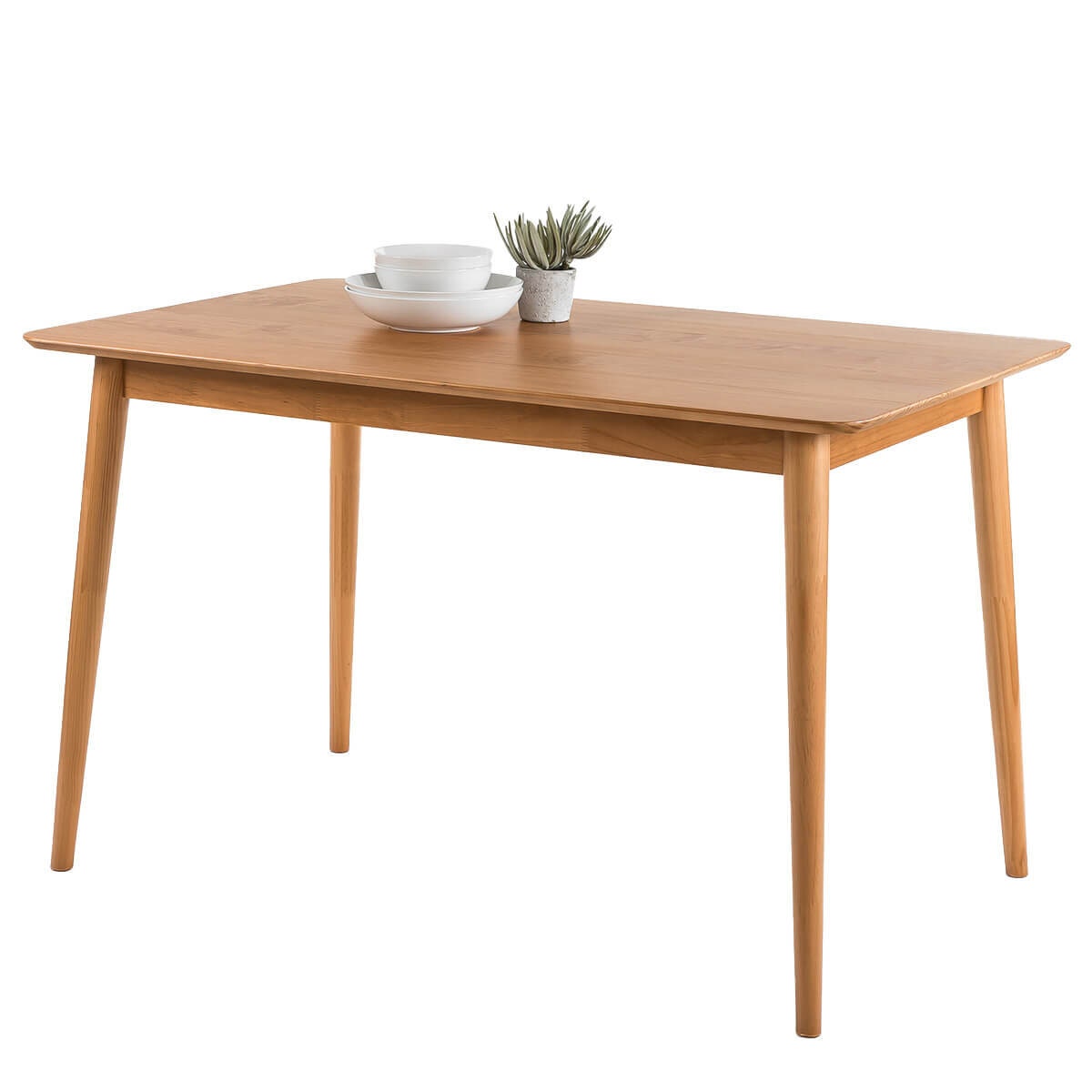 Zinus Jen Mid Century Modern Wood Dining Table - 4 Person Seating, Natural Coastal Wood - AU-DT-MC47