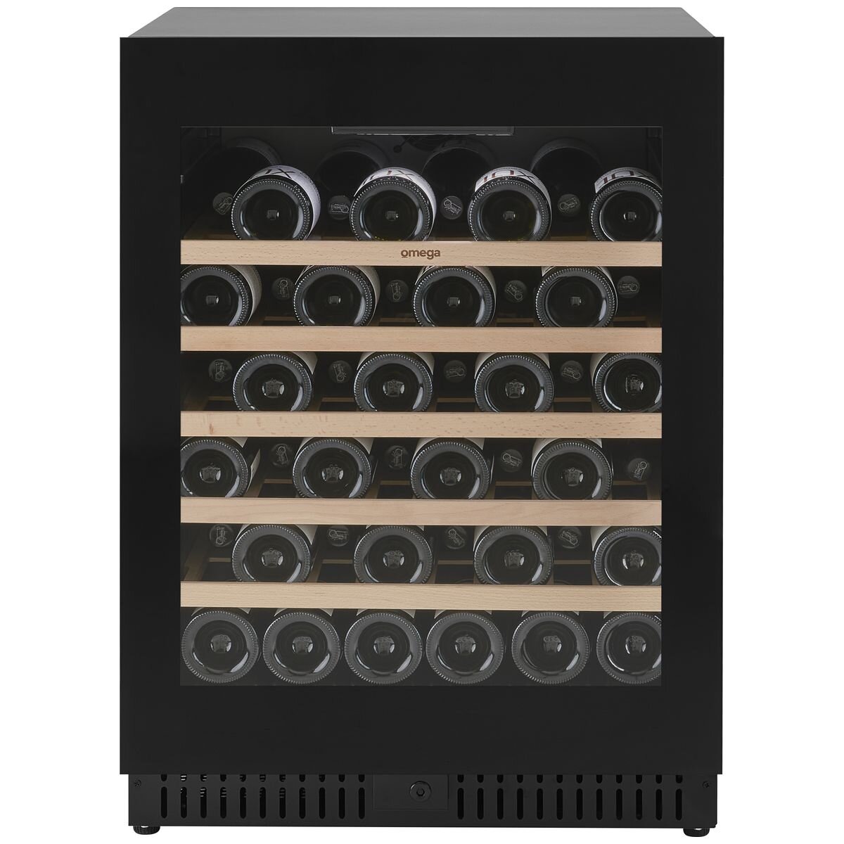 Omega 52 Bottle Single Zone Wine Cabinet - Black, Triple Glazed UV Glass, Built-In or Freestanding - OCW52SB