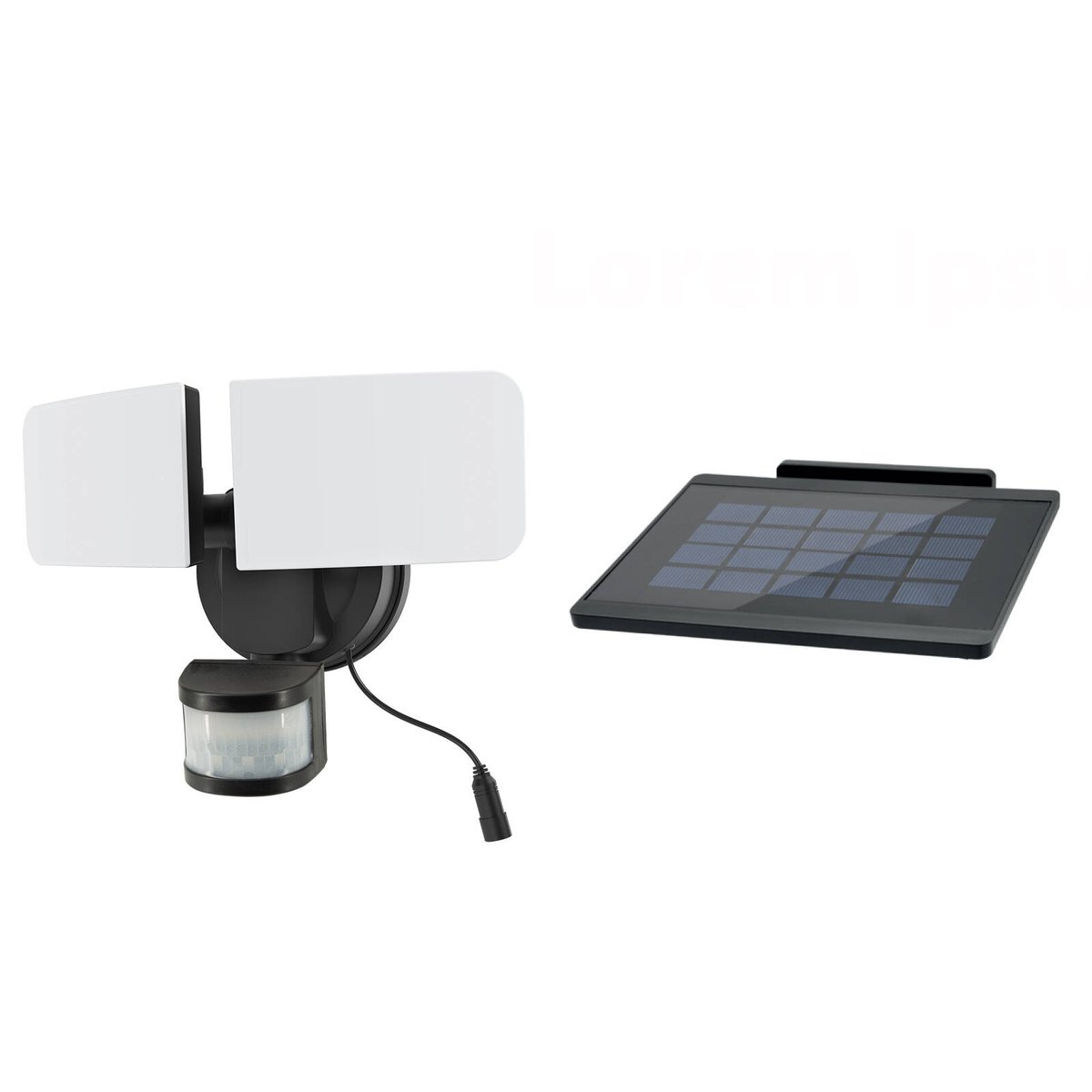 Arlec Solar Hybrid Powered Ketupa Twin Head Security Floodlight 1000 Lumens - Black - Weather Resistant - SuperSaverAU - view 2