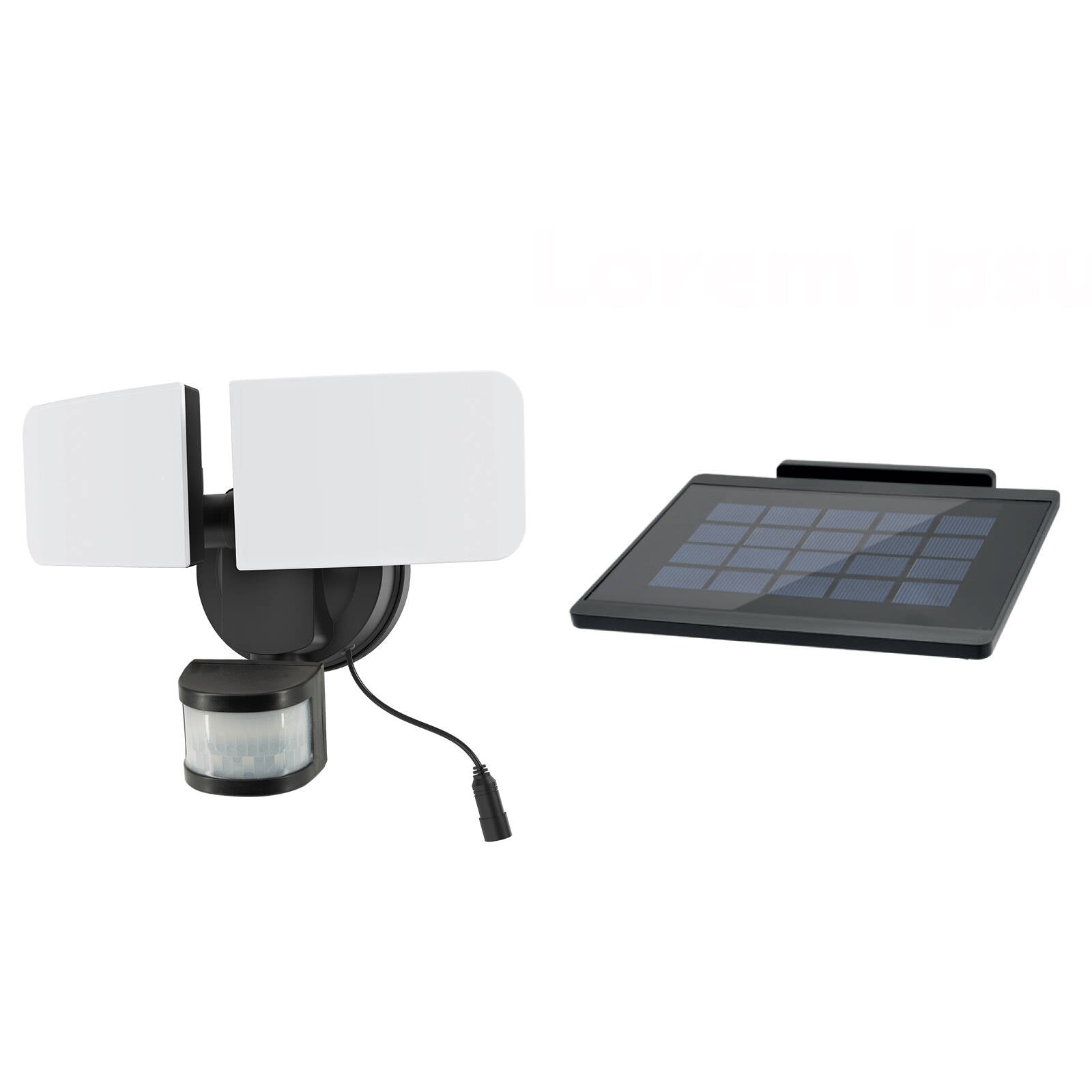 Arlec Black Solar Hybrid Ketupa Twin Head Security Sensor Floodlight, Adjustable Heads Dusk to Dawn MAL812H