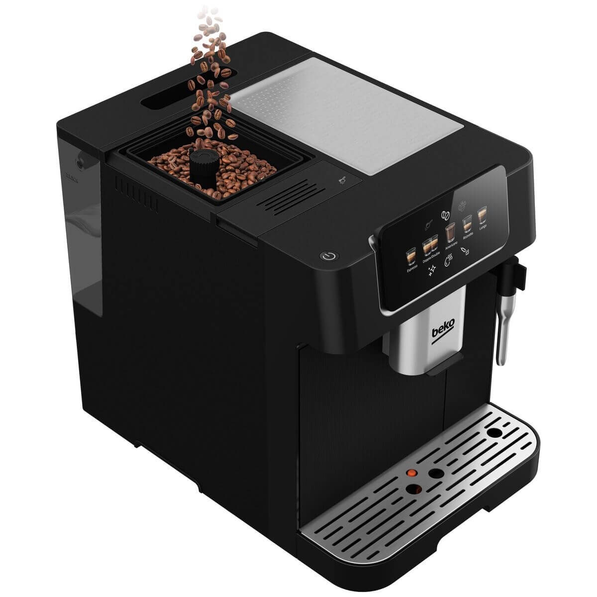 Beko CaffeExperto automatic espresso machine with steam wand - black - 3 cup sizes - CEG7302B