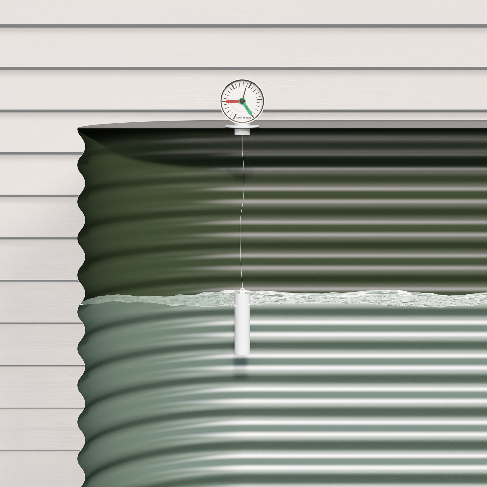 Rain Harvesting Tank Gauge, White PVC Water Level Indicator