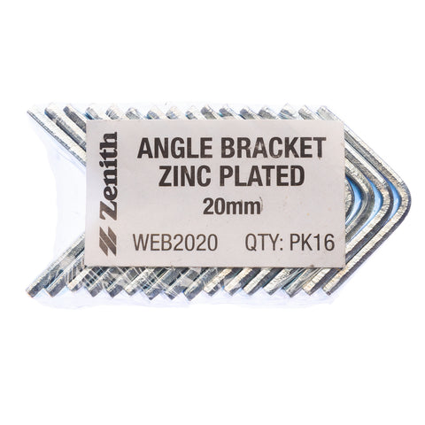 ZENITH 20mm Zinc Plated Steel Angle Bracket 16 Pack