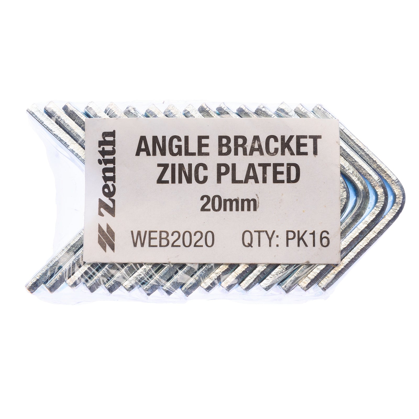 ZENITH 20mm Zinc Plated Steel Angle Bracket 16 Pack