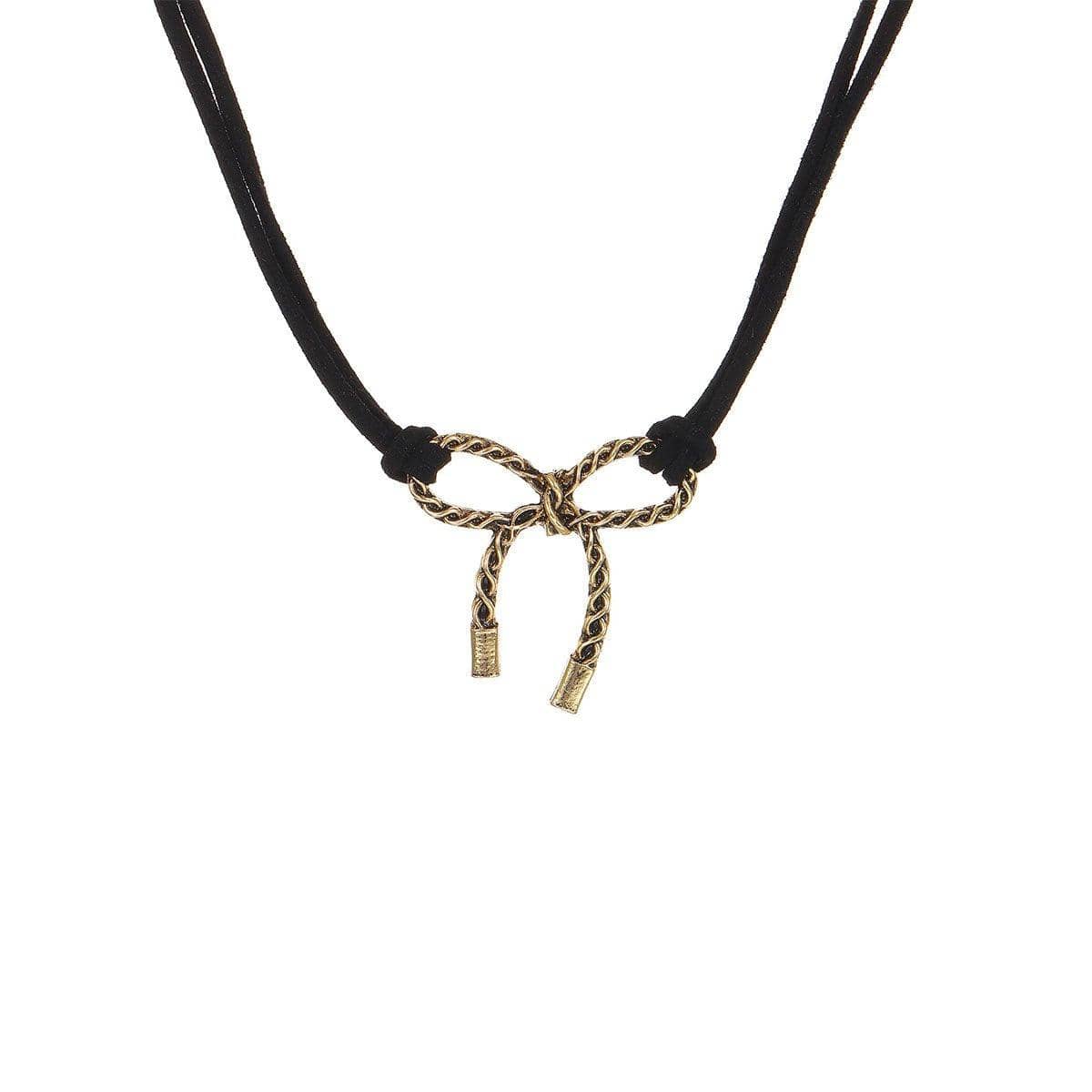 Adjustable Black Bow Necklace for Women, Velvet Ribbon Pendant Gift - view 2