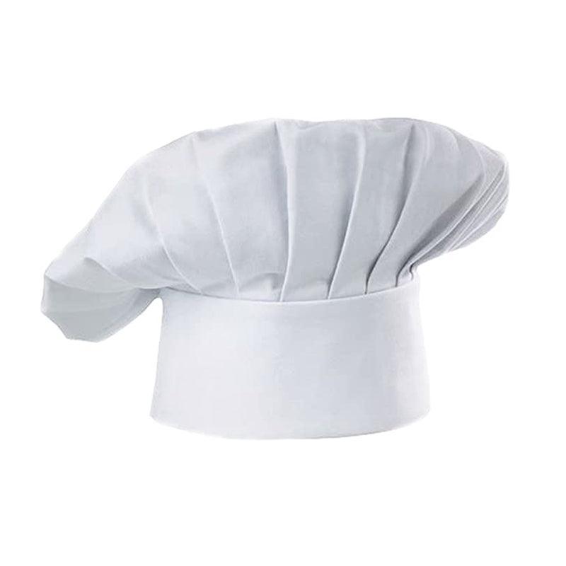 Adjustable Chef Hat with Elastic Band for Cooking and Catering - White