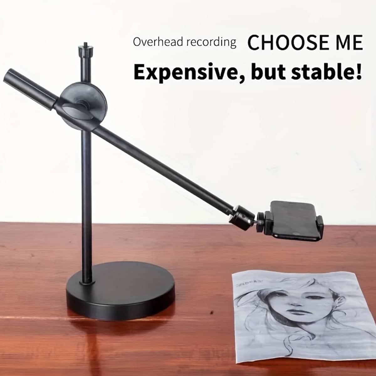 Adjustable Desktop Phone Stand with Rotating Overhead Arm for Live Streaming - view 5