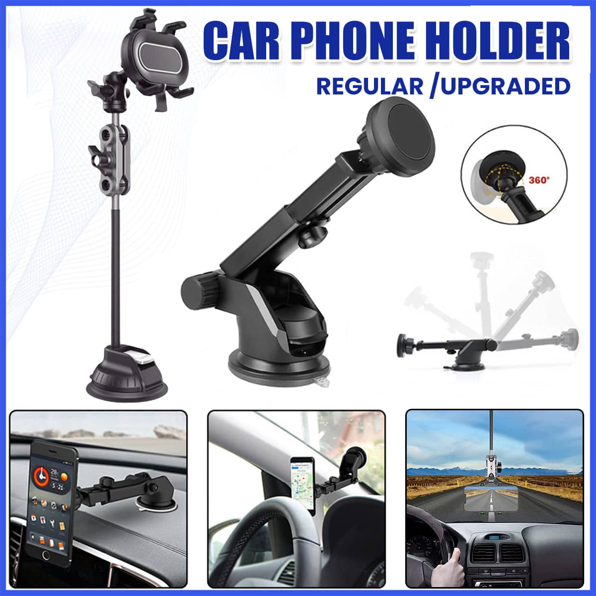 Adjustable Durable Car Phone Holder Anti Slip Dashboard Mount - Regular Version - view 2