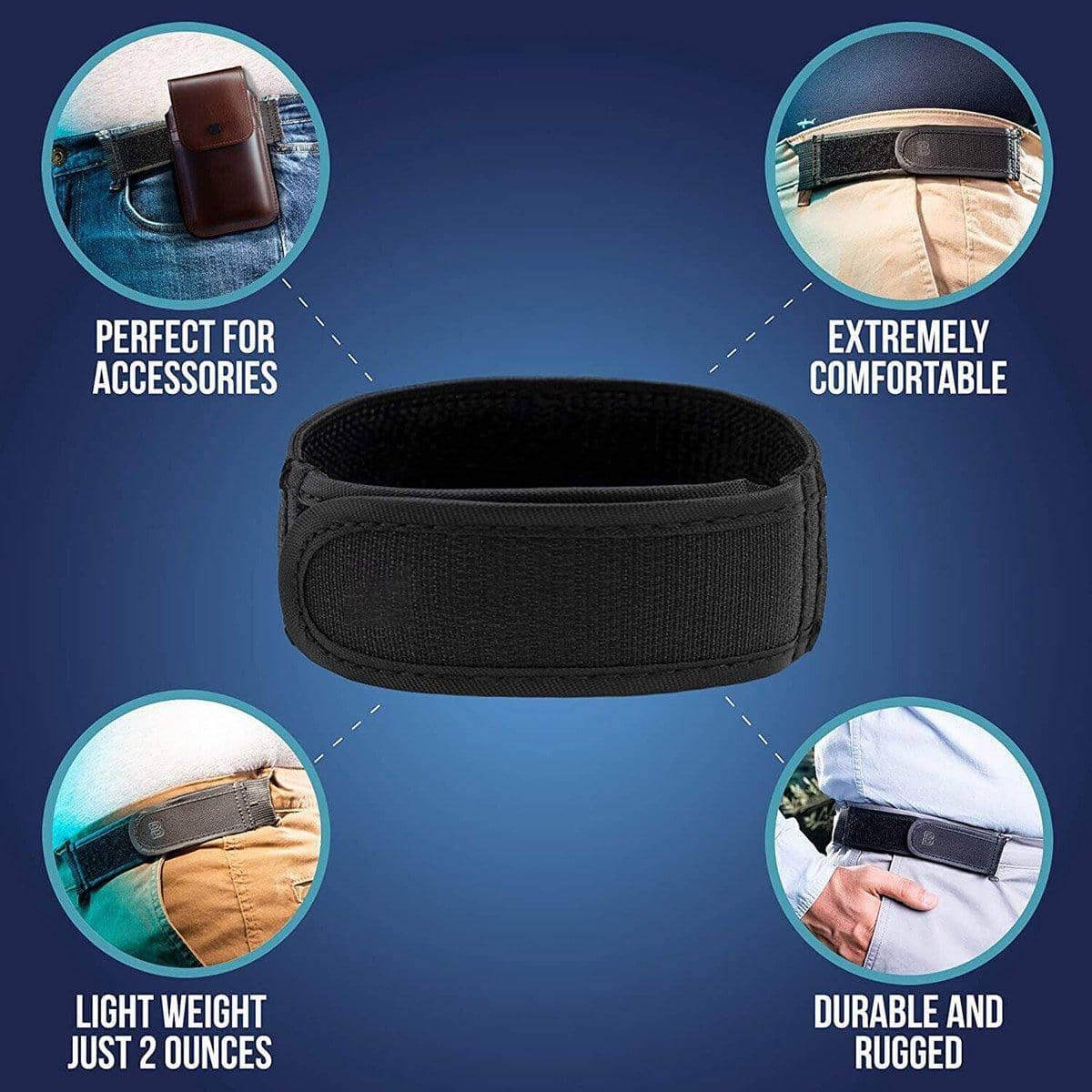 Adjustable Elastic Nylon Belt, No Buckle - Brown, Medium (Waist 81-109 cm) - view 5