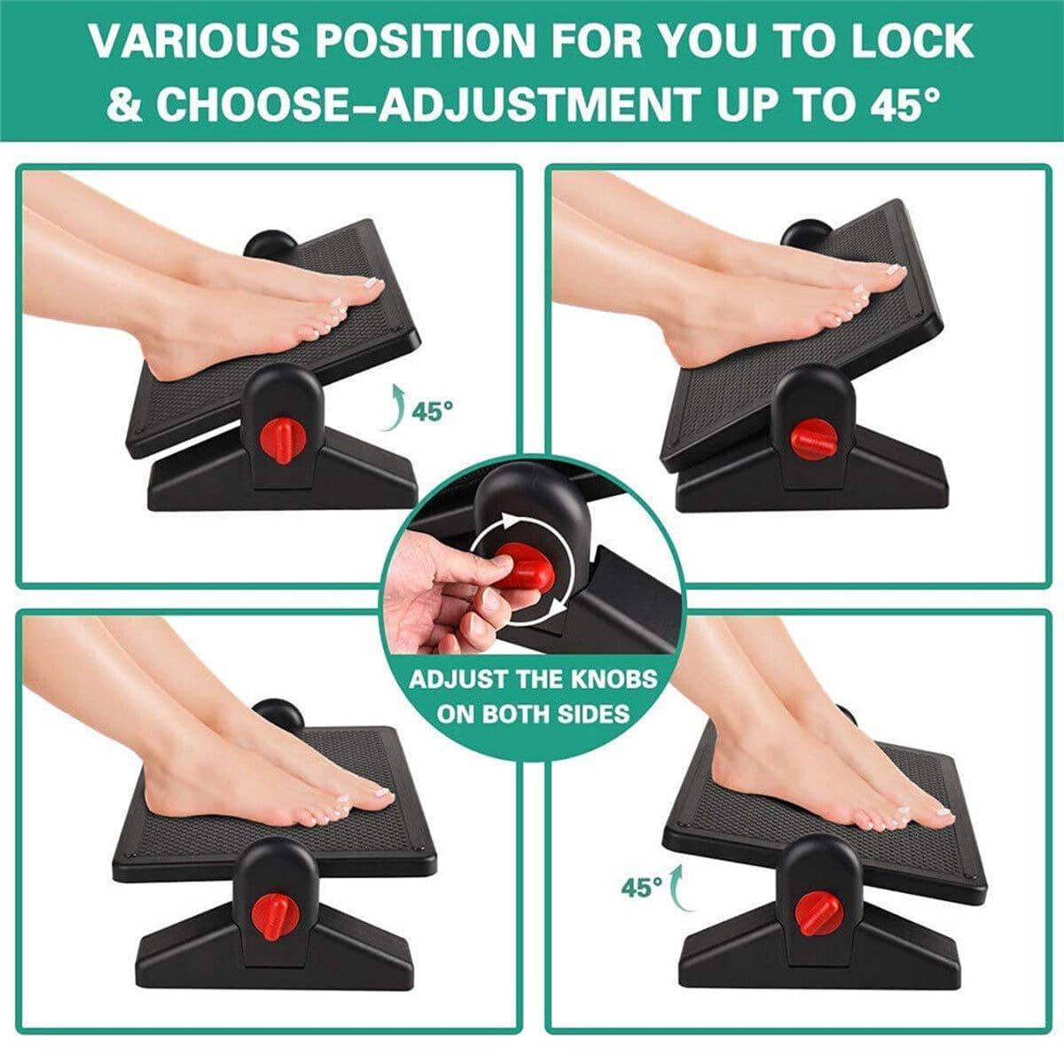 Adjustable Ergonomic Footrest for Office and Home with Massage Texture - view 4