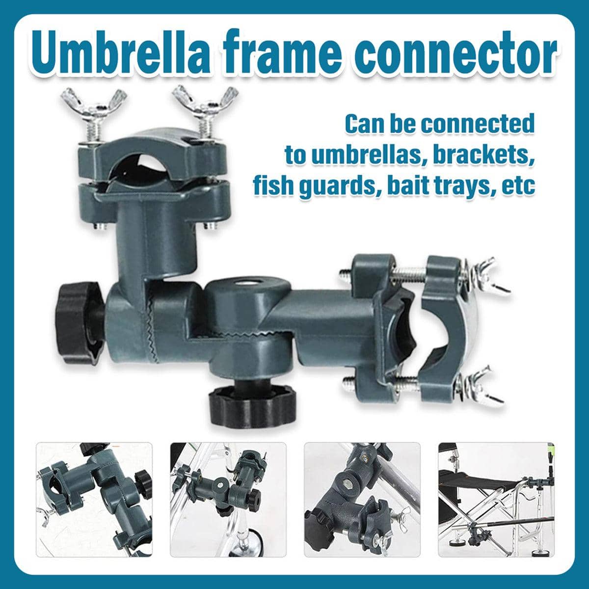 Adjustable Fishing Umbrella Stand Bracket and Rod Holder Multi Function Connector