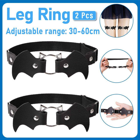 Adjustable Garter Belt Leg Loops for Women, Black, Pack of 2