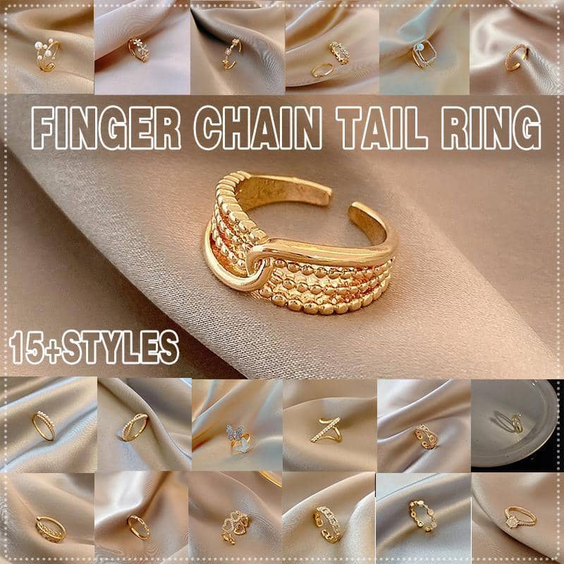 Adjustable Gold Ring for Women - Crossover Band with Two Pearl-Style Beads - view 2