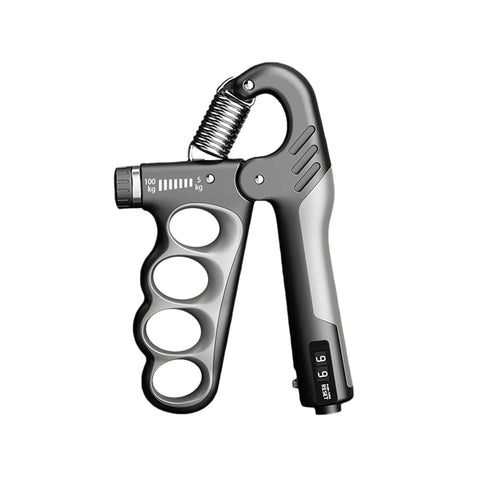 Adjustable Hand Grip Strengthener with Digital Counter, 5 to 100 kg - Grey and Black