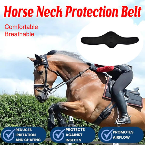 Adjustable Horse Neck Protector in Black, 50 x 16 cm