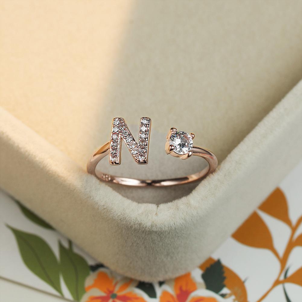 Adjustable Initial Ring with Zircon - Rose Gold, Letter Z - view 9