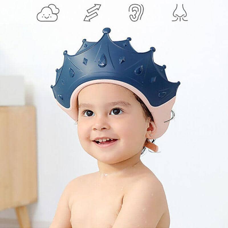 Adjustable Kids Shower Cap Visor with Soft Brim for Bath Time - Blue - view 4