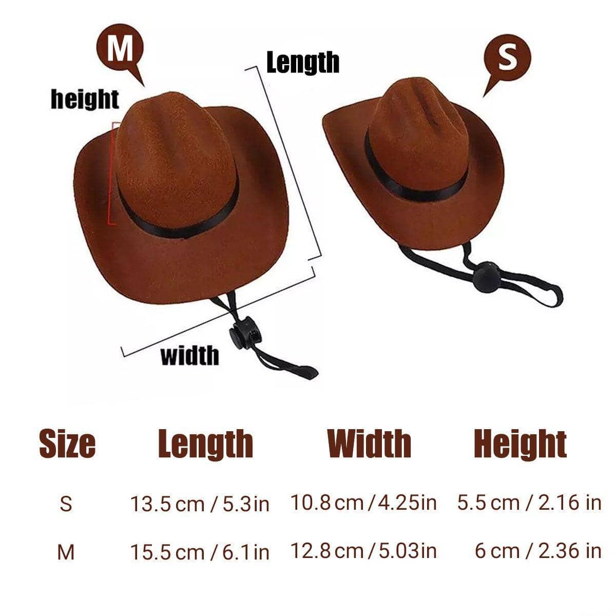 Adjustable Pet Cowboy Hat for Dogs and Cats - Black, Small (13.5 x 10.8 cm) - view 4