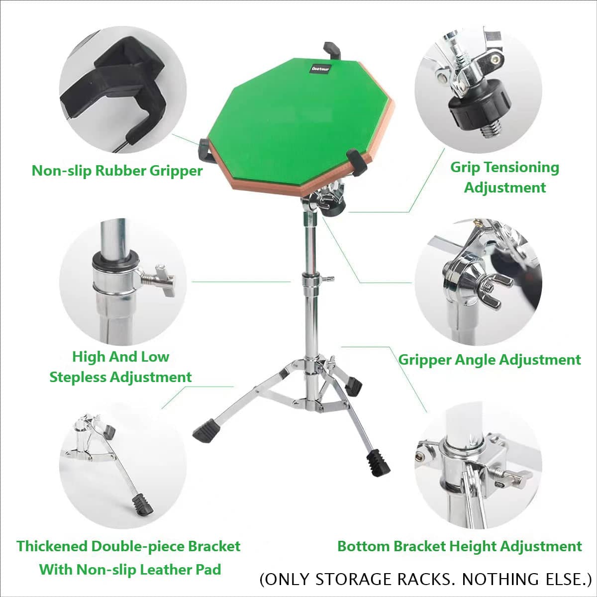 Adjustable Snare Drum Stand, Aluminium Tripod for Practice Pads, 47-65 cm - view 5