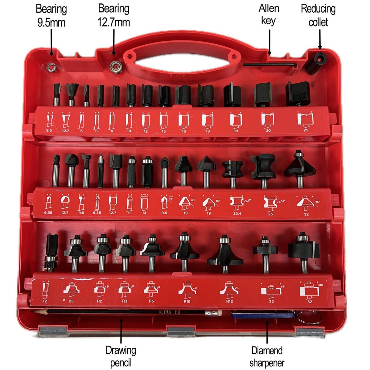 Ultra 6.4mm 35 Piece Tungsten Carbide Tipped Router Bit Set