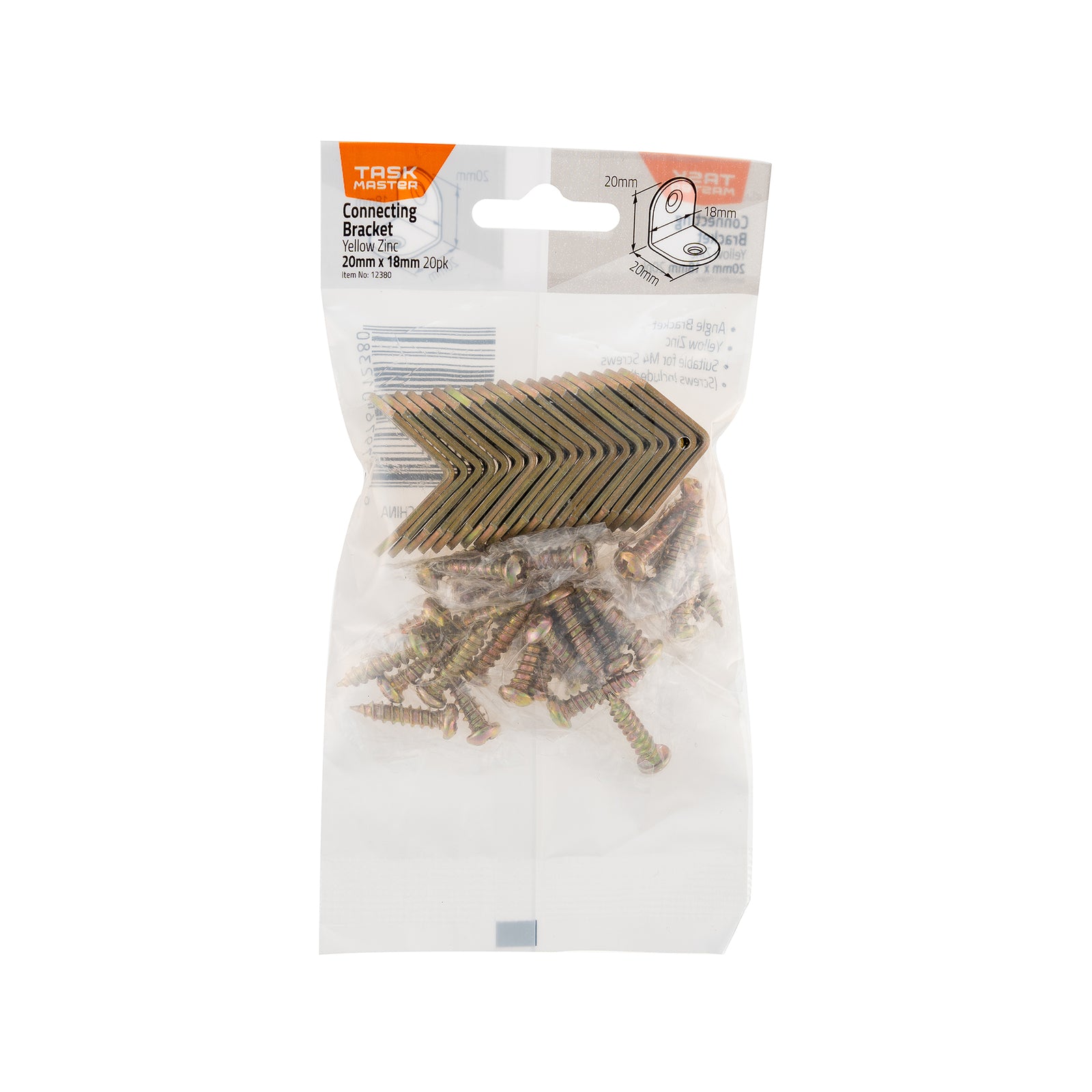 Taskmaster 20mm Gold Zinc Connecting Bracket Furniture 20 Pack