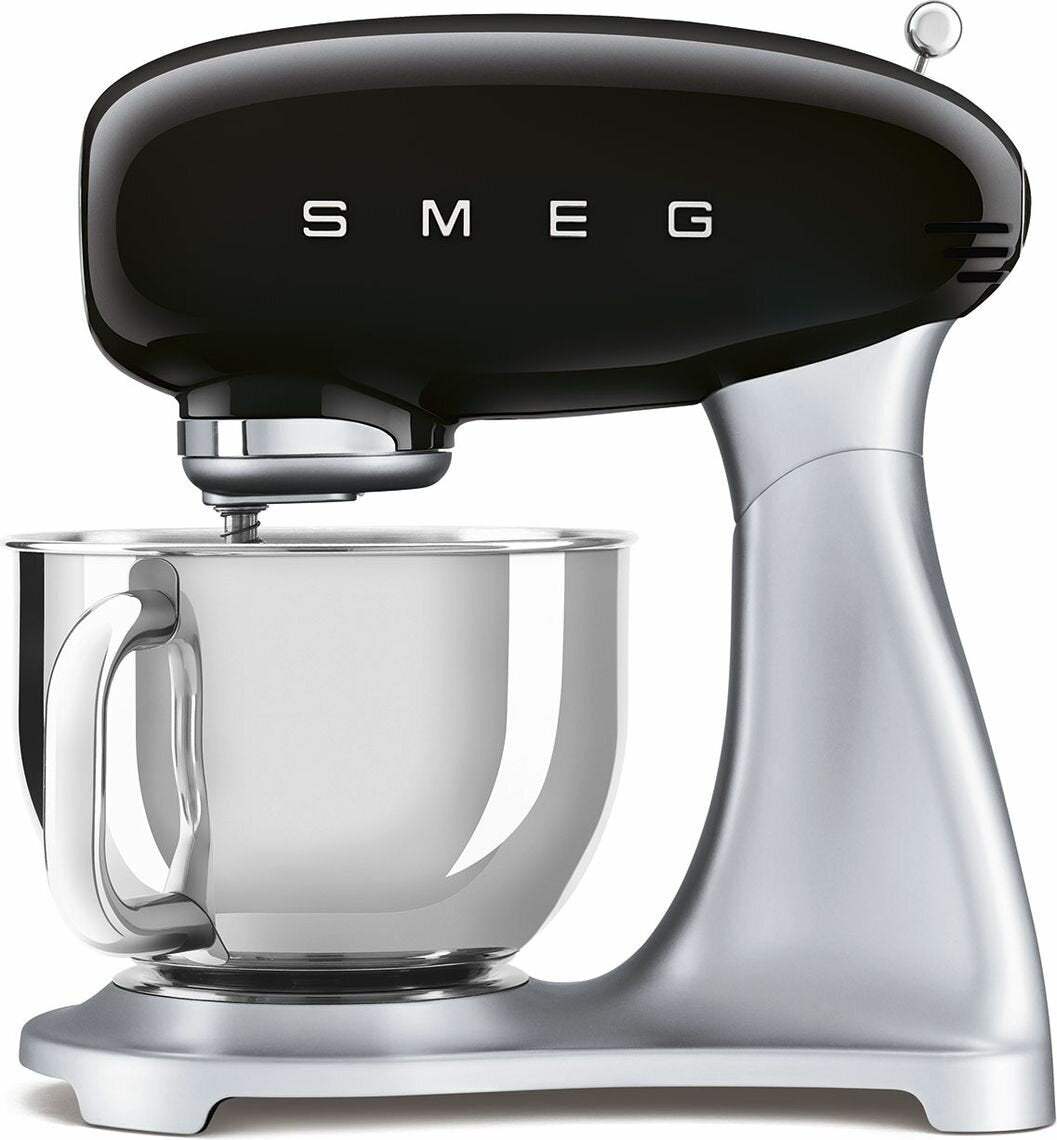 Smeg 50s Retro Style Stand Mixer 4.8L - Black, Die-Cast Aluminium Body, 10 Speeds - SMF02BLAU