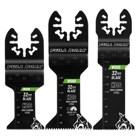 Full Boar 3 Piece Assorted Wood Plunge Cut Multi-Tool Blade Set