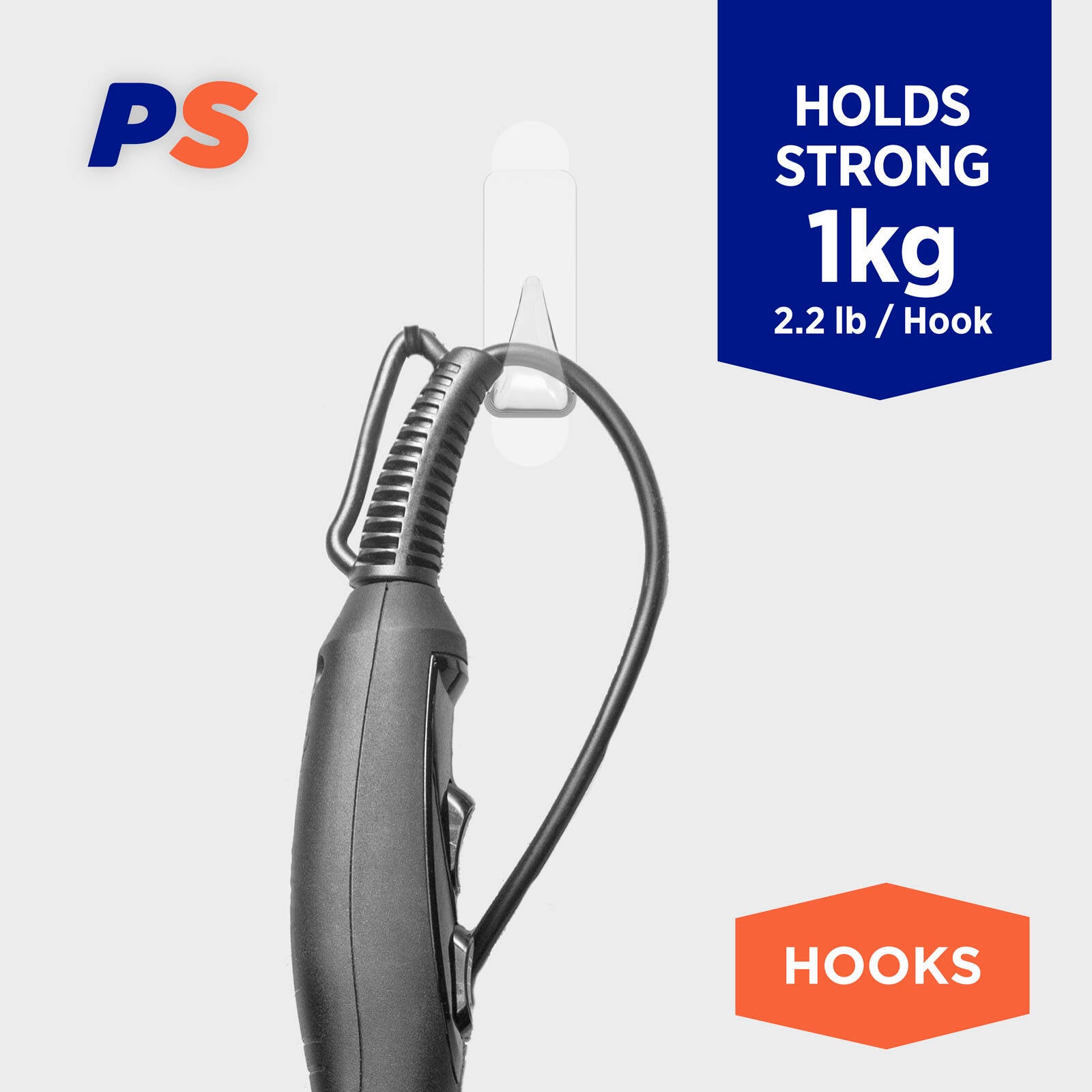 Permastik Large Clear Plastic Adhesive Urban Hooks 4 Pack Removable