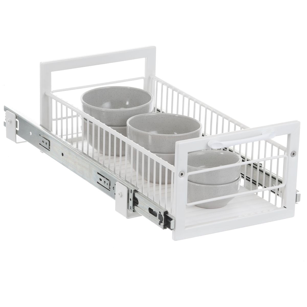 L.T. Williams Pull Out Wire Basket 29.5cm - White - 25kg Capacity - Full Extension Runners - 9705