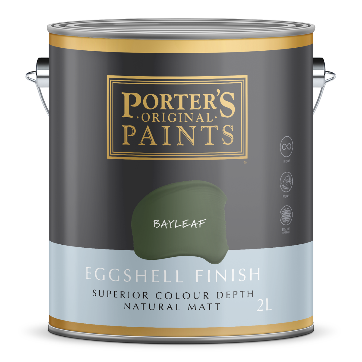 Porter's 2L Bayleaf Eggshell Washable Interior & Exterior Paint