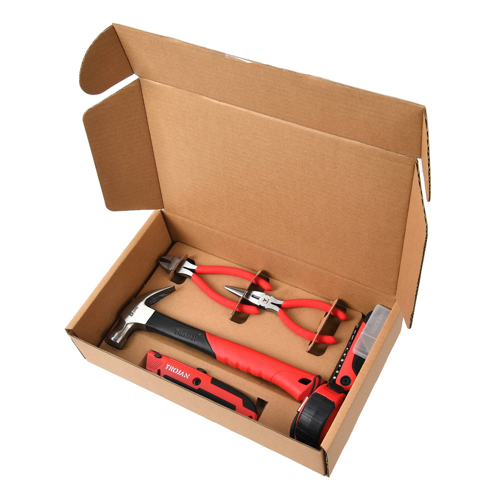 Trojan 35 Piece Tool Kit with Storage Bag, Claw Hammer, Pliers, Screwdriver Bits and Utility Knife