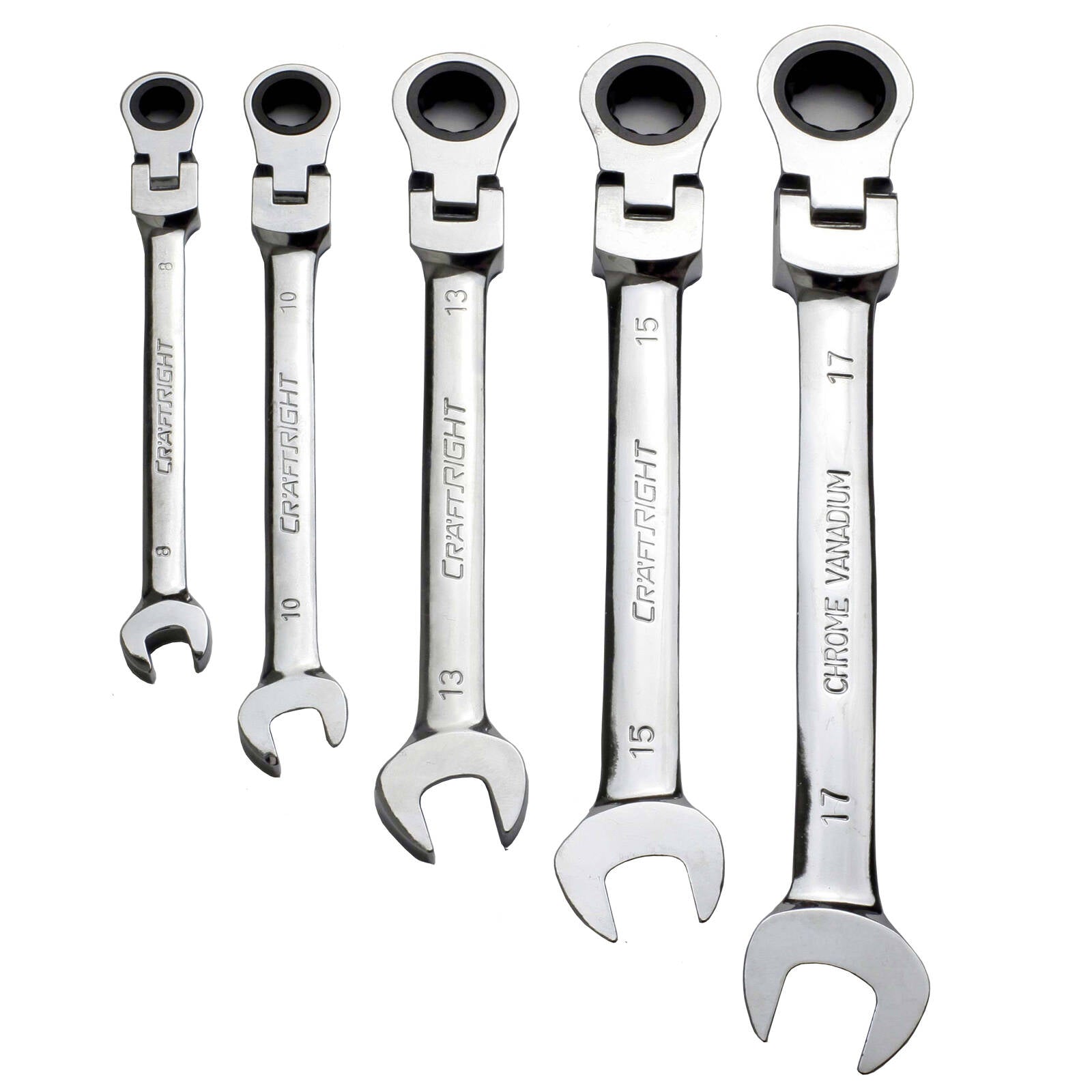 Craftright 5 Piece Steel Flexible Ratchet Spanner Set