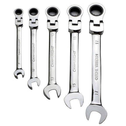 Craftright 5 Piece Steel Flexible Ratchet Spanner Set