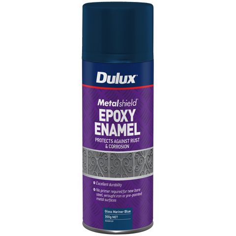 Dulux 300g Metalshield Epoxy Enamel Gloss Spray Paint Mariner Blue UV Resistant Waterproof