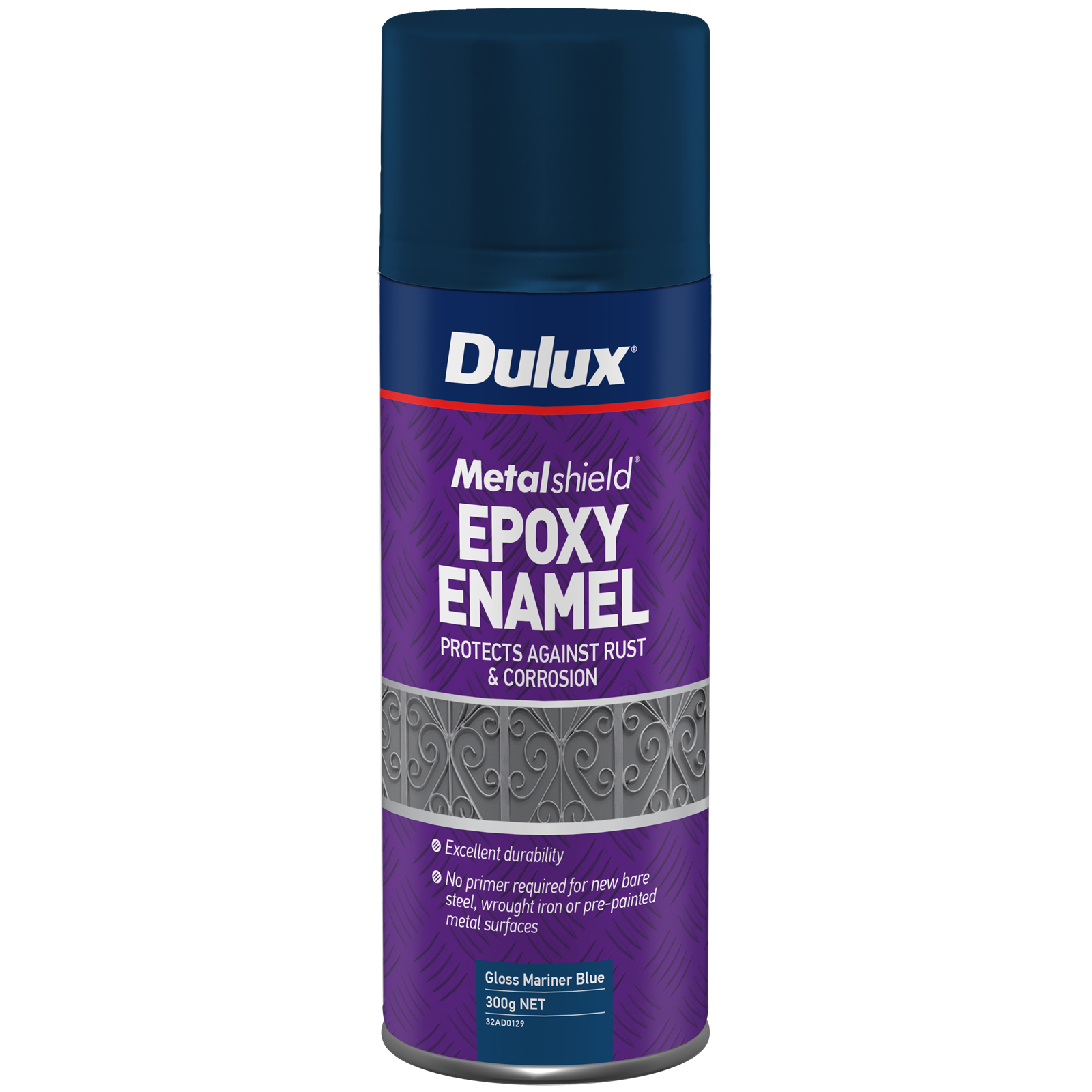 Dulux 300g Metalshield Epoxy Enamel Gloss Spray Paint Mariner Blue UV Resistant Waterproof