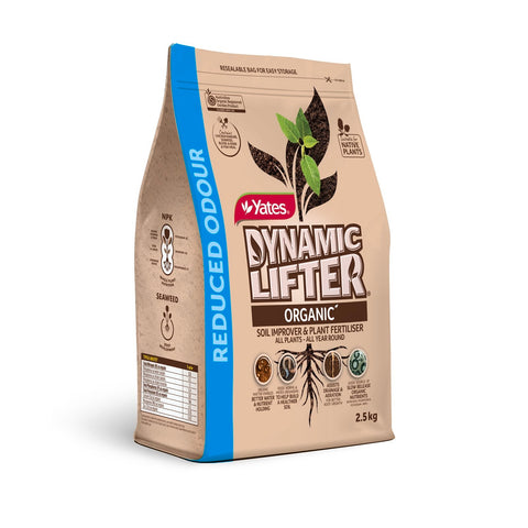 Yates Dynamic Lifter Reduced Odour Soil Improver and Plant Fertiliser 2.5kg - Organic Pellets
