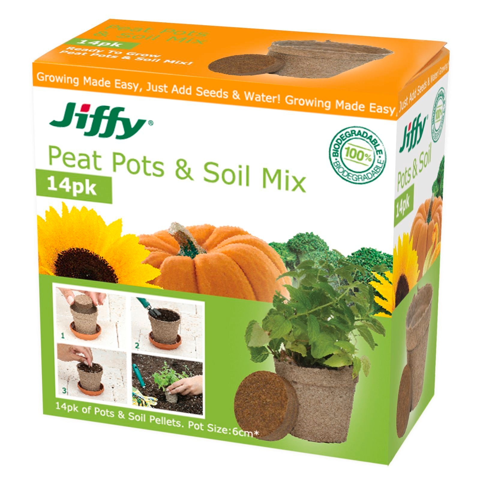 Mr Fothergill's Jiffy Easy Starter Set 14 Pots Compressed Peat Coir