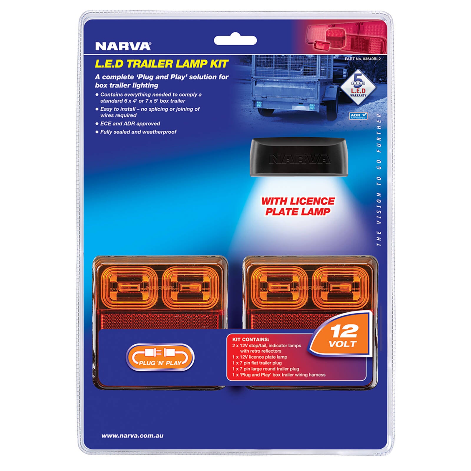 Narva 12V LED Plug and Play Square Trailer Lamp Kit Model 35 IP66 - 2 Pack