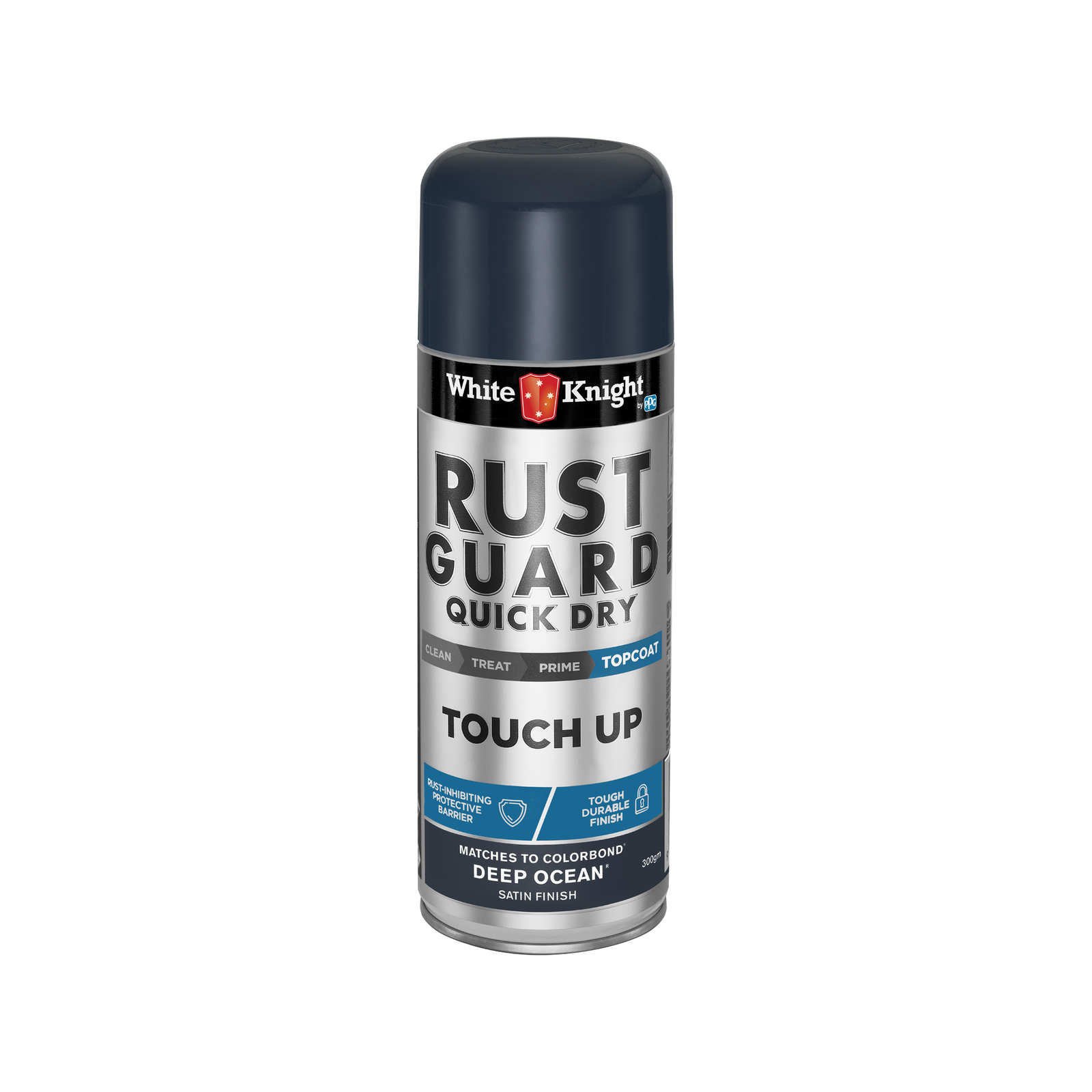 White Knight Rust Guard Deep Ocean Satin Touch Up Spray Paint 300g