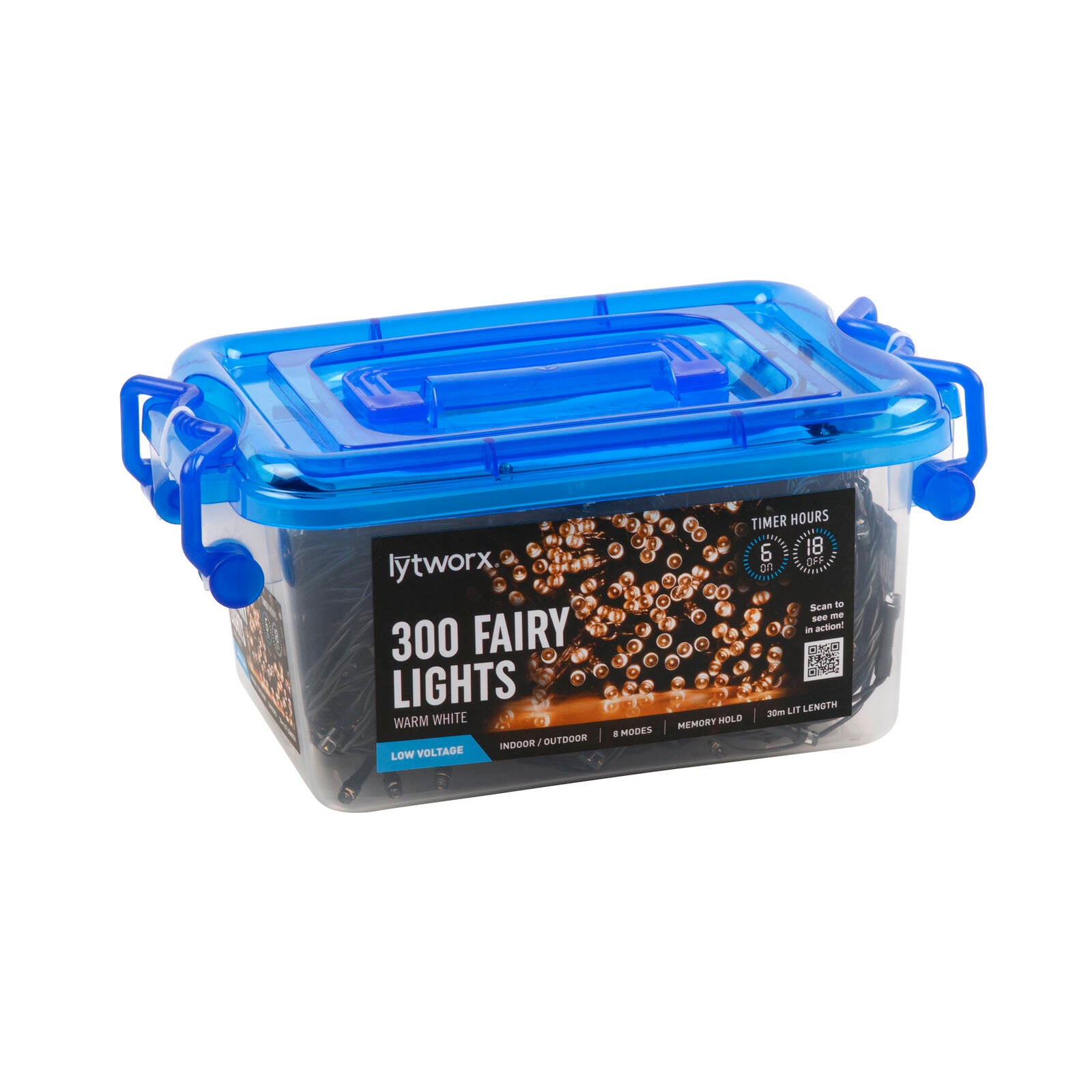 Lytworx 300 Warm White LED Fairy Lights 30m 8 Functions Indoor Outdoor 69049