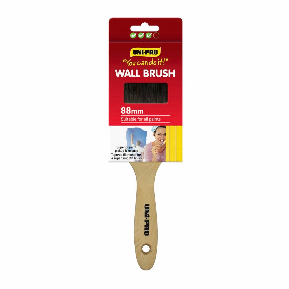 Uni Pro 88mm Synthetic Wall Paint Brush - Smooth Finish - Brown - SuperSaverAU - view 1
