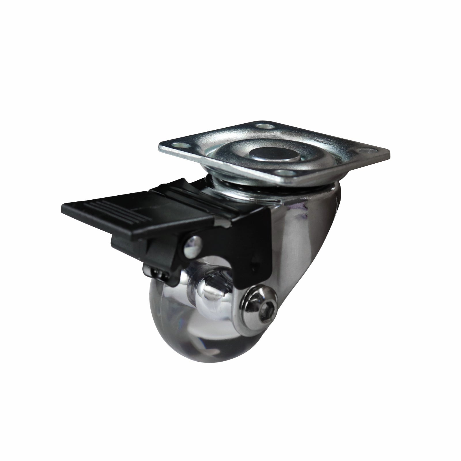 Easyroll 35mm 40kg Transparent Swivel Brake Castors 2 Pack